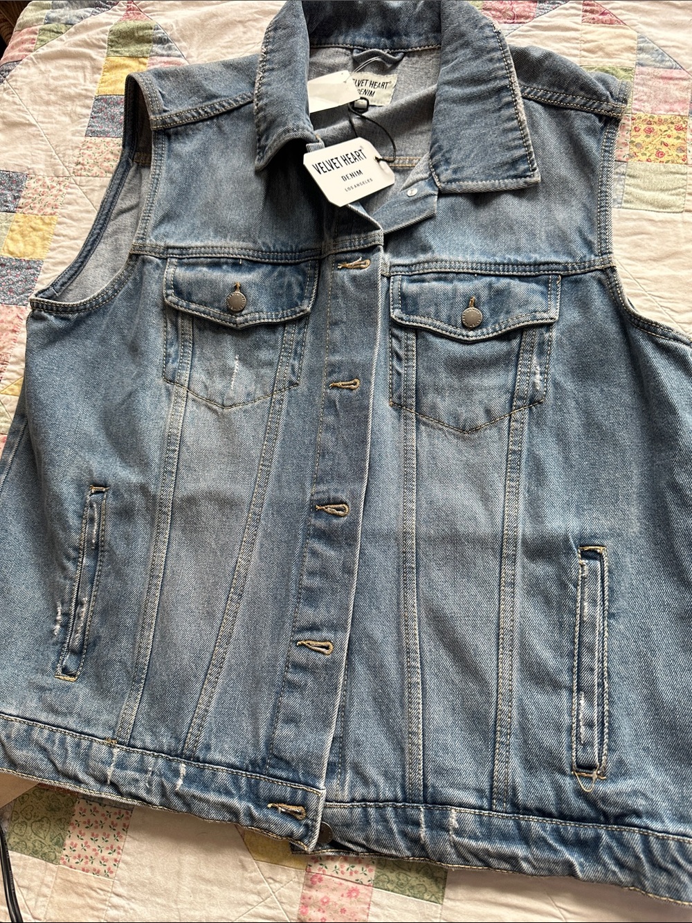 T—Velvet Heart Light Blue Denim Sleeveless Vest